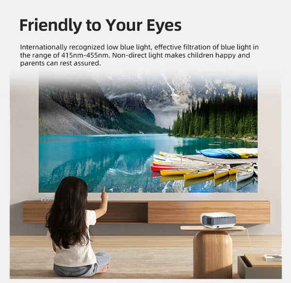 Smart Projector, Native 1080P Supports 4K, HiSilicon 352 Chip, 1 Plus 8GB Memory, Auto Keystone, Dual-band WiFi, BT 5.0, Multiple Projection Methods