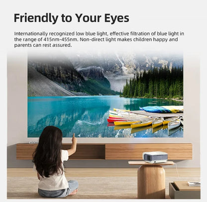 Smart Projector, Native 1080P Supports 4K, HiSilicon 352 Chip, 1 Plus 8GB Memory, Auto Keystone, Dual-band WiFi, BT 5.0, Multiple Projection Methods