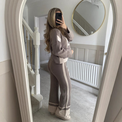 Crew-neck Sweater And Relaxed-fit Casual Pants Set