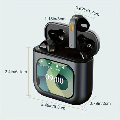 TWS Screen Display Wireless Active ANC Noise-canceling Earbuds, Smart Touch Screen Wireless Earbuds, Noise-canceling Wireless Earphones, Long Battery Life, Built-in SD Card With MP3 Playback