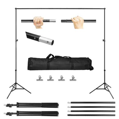 6.5 X 10ft Photo Video Studio Backdrop Background Stand Adjustable Heavy Duty Photography Backdrop Support Stand Set