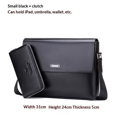 Trendy Men's Business Office And Casual Large-capacity Leather Bag