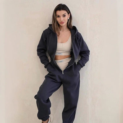 Womens Sporty Casual Hooded Jumpsuit