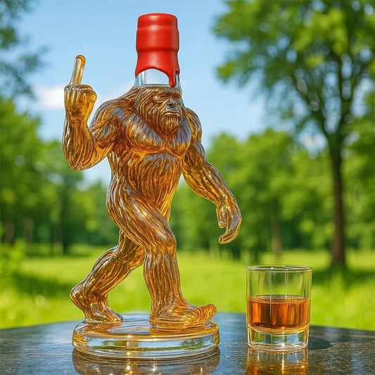 Bigfoot Whiskey Decanter – Funny Sasquatch Engraved Glass Bottle for Rustic Bars & Cabin Decor